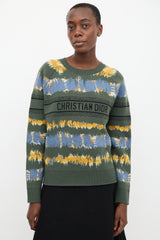 Christian Dior Green & Multi Wool Logo Sweater