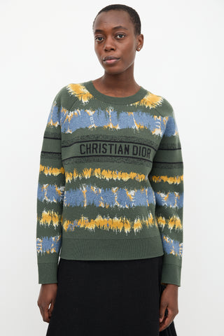 Christian Dior Green & Multi Wool Logo Sweater