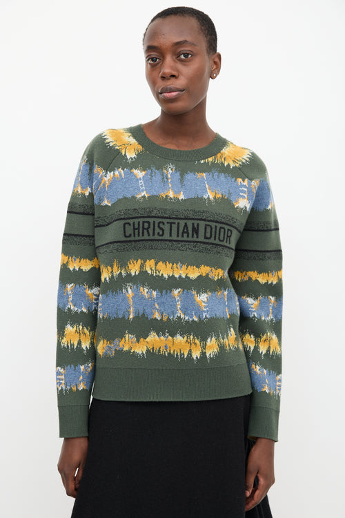 Christian Dior Green & Multi Wool Logo Sweater