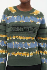 Christian Dior Green & Multi Wool Logo Sweater