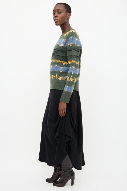 Christian Dior Green & Multi Wool Logo Sweater
