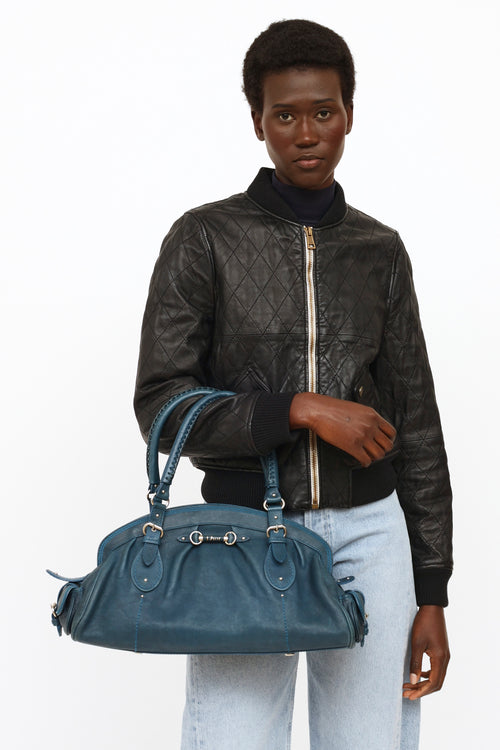 Dior Blue Frame Satchel Bag