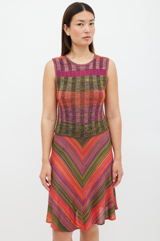Christian Lacroix Purple & Multicolour Knit Midi Dress