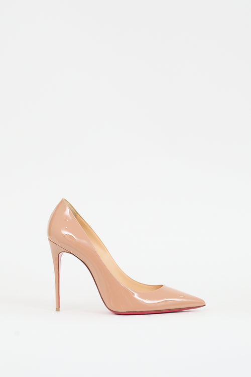 Christian Louboutin Beige Patent Leather Pigalle 100 Pump