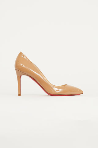 Christian Louboutin Beige Patent Leather Pointed Toe Pump
