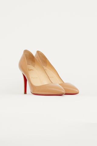 Christian Louboutin Beige Patent Leather Pointed Toe Pump