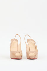 Christian Louboutin Beige Patent Private Number 120 Slingback Pump
