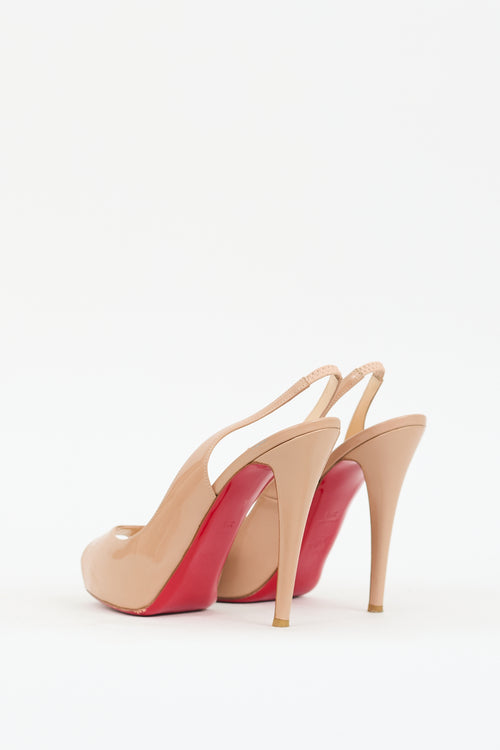 Christian Louboutin Beige Patent Private Number 120 Slingback Pump