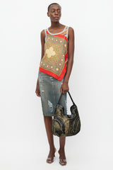 Christian Louboutin Black & Gold Textured Leather Bag