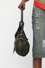 Christian Louboutin Black & Gold Textured Leather Bag