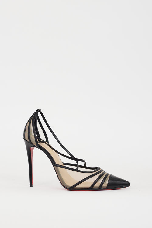 Christian Louboutin Black Leather & Mesh Theodorella Heel