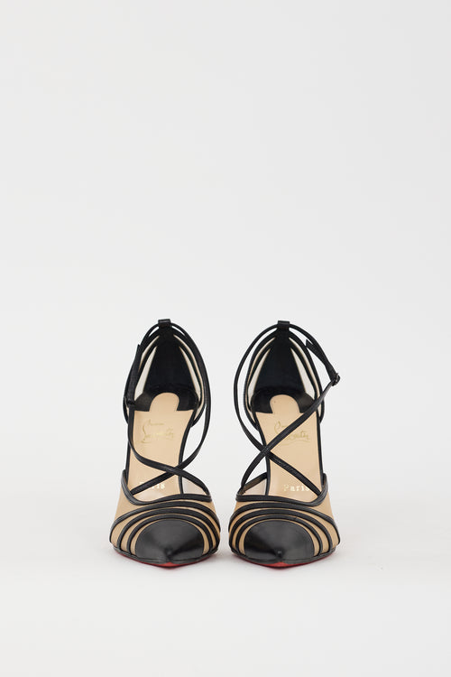 Christian Louboutin Black Leather & Mesh Theodorella Heel
