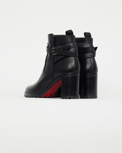 Christian Louboutin Black Leather Ankle Strap Boot