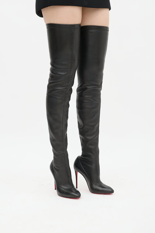 Christian Louboutin Black Leather Kate 100 Boot