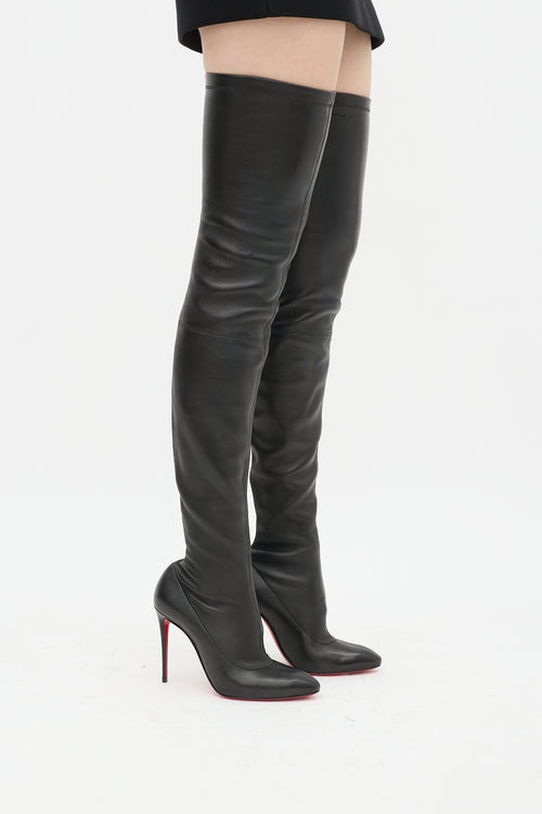 Christian Louboutin Black Leather Kate 100 Boot