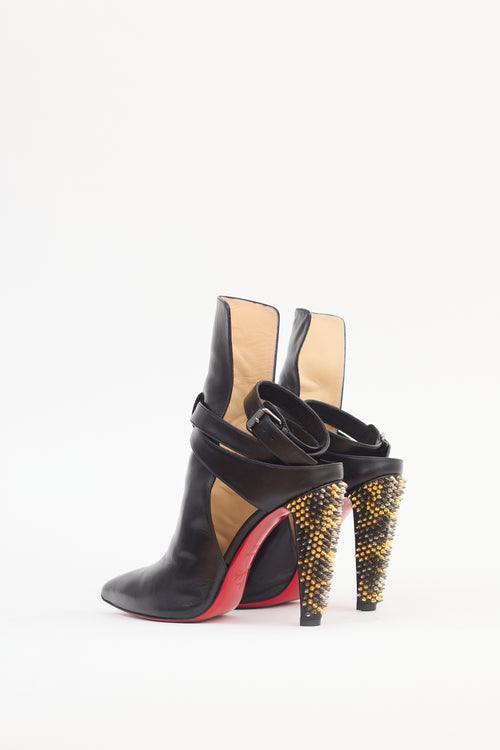 Christian Louboutin Black & Multicolour Leather Pontipik 100 Boot