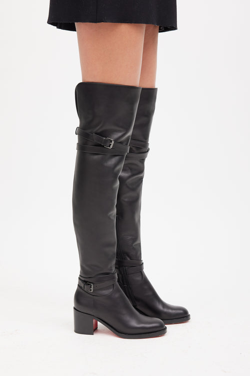 Christian Louboutin Black Karialta 70mm Thigh High Leather Boot