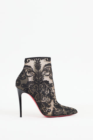 Christian Louboutin Black Mesh Lace Gipsy Boot