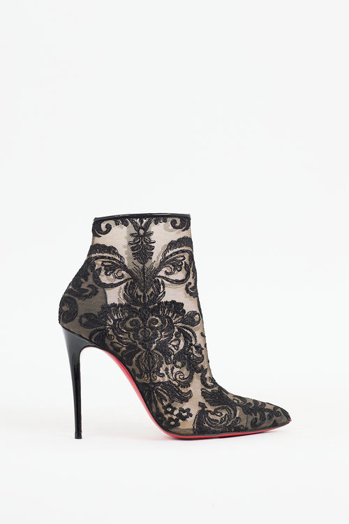 Christian Louboutin Black Mesh Lace Gipsy Boot