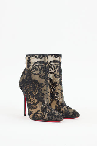 Christian Louboutin Black Mesh Lace Gipsy Boot