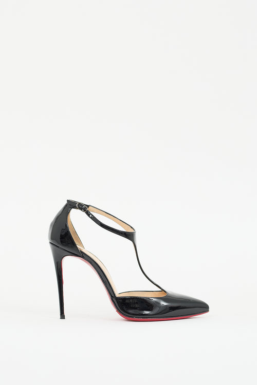 Christian Louboutin Black Patent Leather J String D'orsay Pump