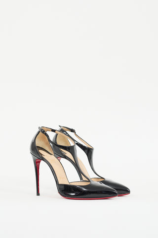 Christian Louboutin Black Patent Leather J String D'orsay Pump