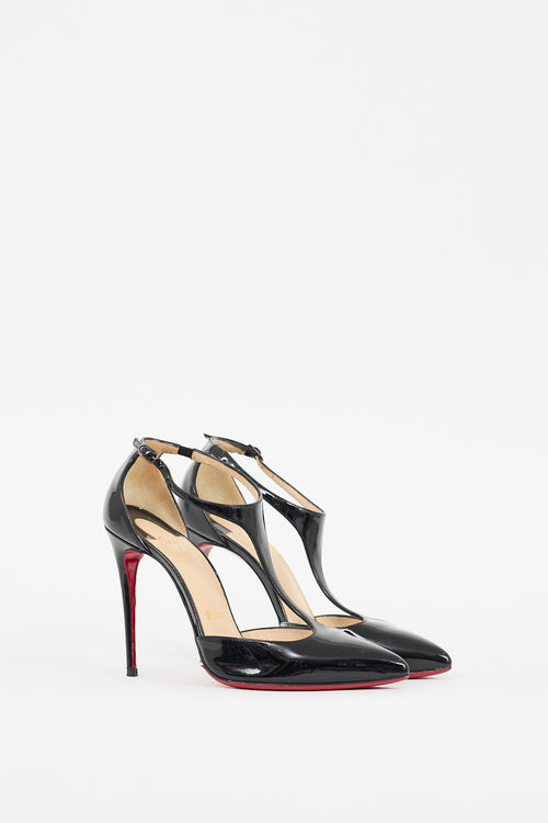 Christian Louboutin Black Patent Leather J String D'orsay Pump