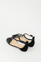 Christian Louboutin Black Patent Leather & Suede Athena Sandal
