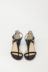 Christian Louboutin Black Patent Leather & Suede Athena Sandal