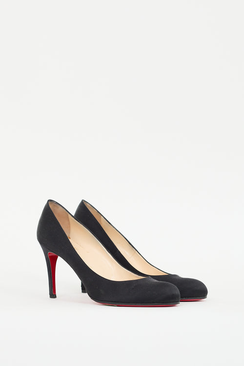 Christian Louboutin Black Satin Simple 85 Pump