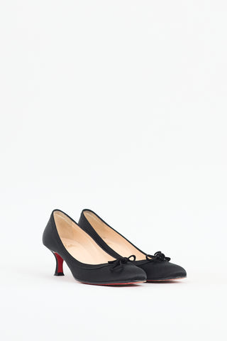 Christian Louboutin Black Satin Neo Mars 45 Bow Pump