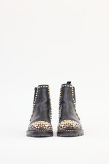 Christian Louboutin Black Leather Adox Studded Chelsea Boot
