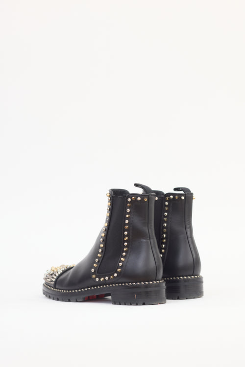 Christian Louboutin Black Leather Adox Studded Chelsea Boot