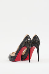 Christian Louboutin Black & Beige Leather Veramucha Lace Pump