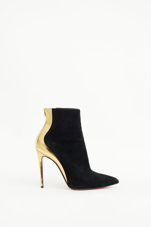 Christian Louboutin Black & Gold Delicotte Bootie