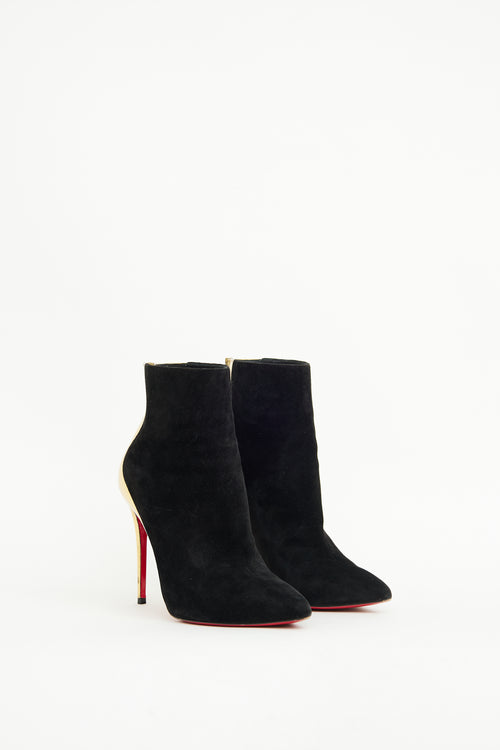 Christian Louboutin Black & Gold Delicotte Bootie