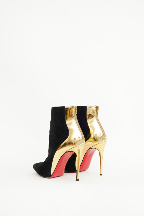 Christian Louboutin Black & Gold Delicotte Bootie