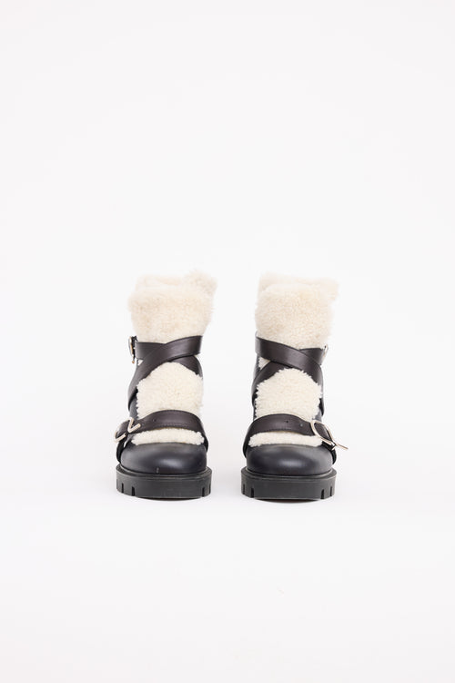 Christian Louboutin Sherpa Trim Moto Boot