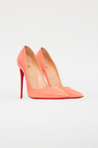 Christian Louboutin Coral Patent Leather Pointed Toe Pump
