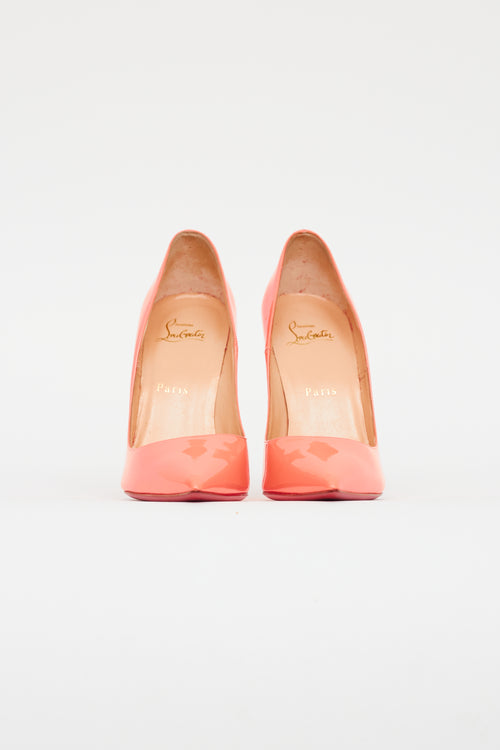 Christian Louboutin Coral Patent Leather Pointed Toe Pump