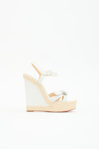 Christian Louboutin Leather Espadrille Wedge Sandal