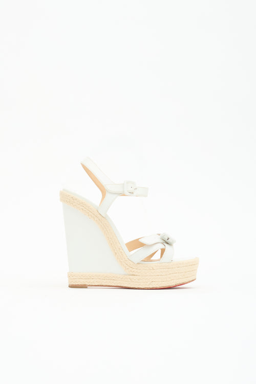 Christian Louboutin Leather Espadrille Wedge Sandal