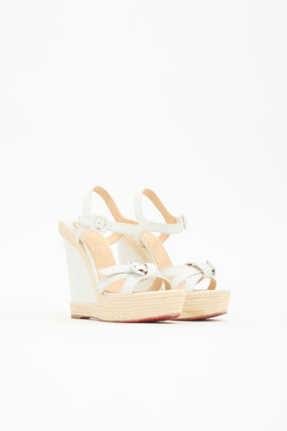 Christian Louboutin Leather Espadrille Wedge Sandal