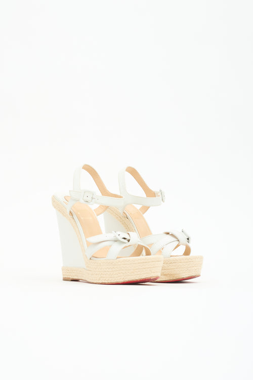 Christian Louboutin Leather Espadrille Wedge Sandal