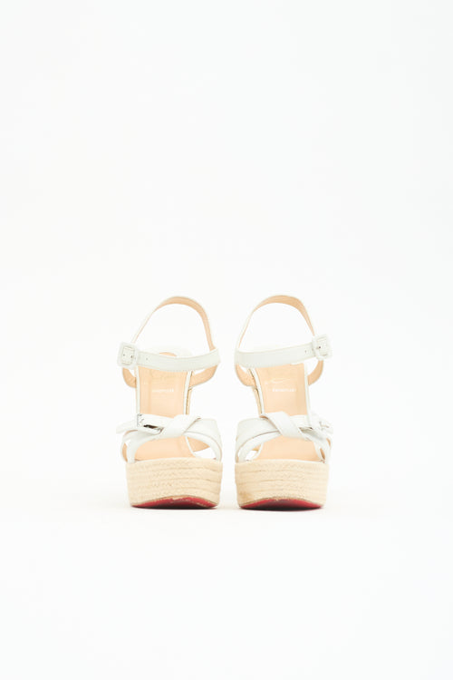 Christian Louboutin Leather Espadrille Wedge Sandal