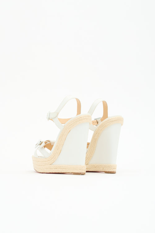 Christian Louboutin Leather Espadrille Wedge Sandal