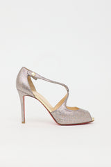 Christian Louboutin Glitter Peep Toe  Pump