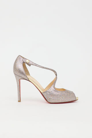 Christian Louboutin Glitter Peep Toe  Pump