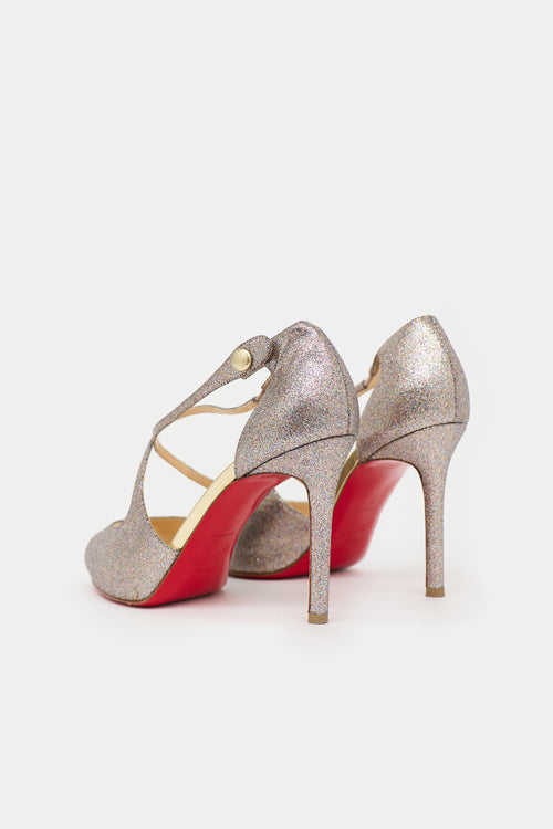 Christian Louboutin Glitter Peep Toe  Pump