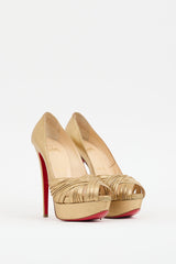 Christian Louboutin Gold Leather Aborina Pump
